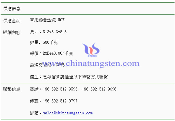 軍用鎢合金塊價格圖片