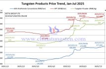 Tungsten Price Trend from January to July 14, 2025